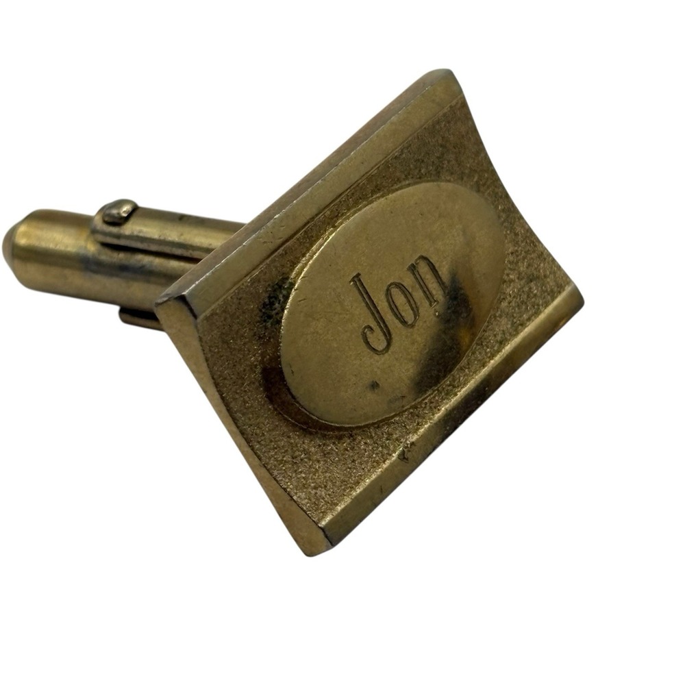 Jon Cuff Links Anson Monogram Personalized Engraved Name Letter VTG Gold Tone
